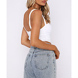 All Match Sleeveless Ruched Slim Camisole Crop Tops ASL-6636