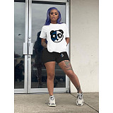 Cartoon Print Short Sleeve T Shirt Shorts Two Piece Set DN-8008B25