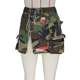 Y2K Street Camouflage Patch High Waist Denim Skirts ZS-0579