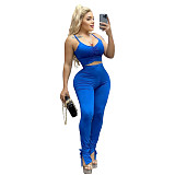 Solid Camisole Crop Tops Body-shaping 2 Piece Pant Sets JZH-8125