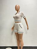 Knitted Thread Lapel Casual Two Piece Short Sets NIYA-8137