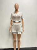Knitted Thread Lapel Casual Two Piece Short Sets NIYA-8137