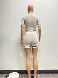 Knitted Thread Lapel Casual Two Piece Short Sets NIYA-8137