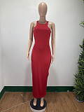 Solid Color Sleeveless O Neck Maxi Long Dresses DAI-8352-1