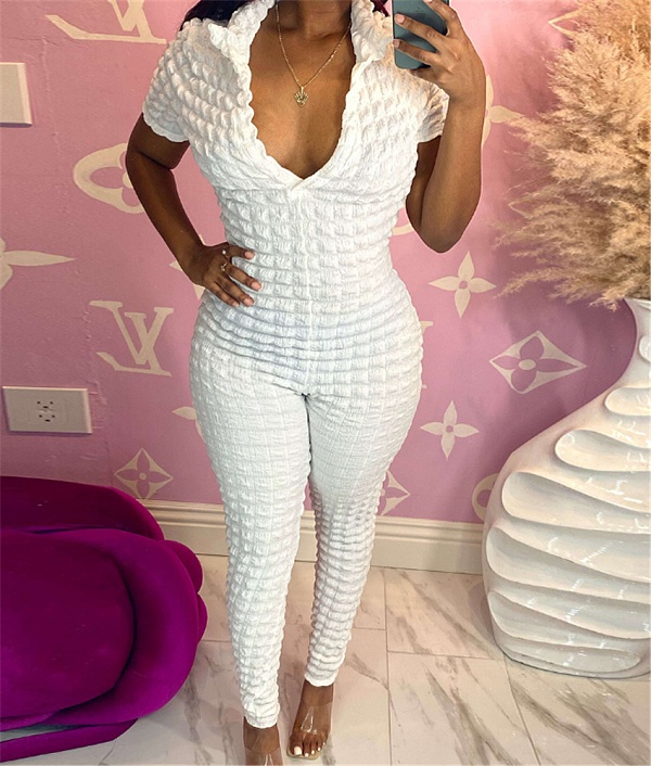 High Stretch Short Sleeve Back Cut Out Jumpsuit YNS-1888