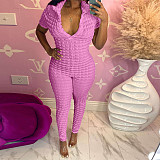 High Stretch Short Sleeve Back Cut Out Jumpsuit YNS-1888