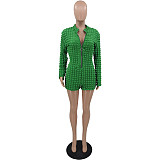 Zipper Stand Collar Long Sleeve Bodycon Rompers RS-202301