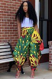 Streetwear Printed Loose Wide Leg Lace-up Pants OMY-11001
