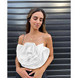 XS 3D Flower Strapless Club Party Crop Tops ASL-6638