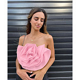 XS 3D Flower Strapless Club Party Crop Tops ASL-6638