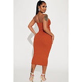 Sexy Solid Color Strapless Bandage Skinny Dresses ASL-6639