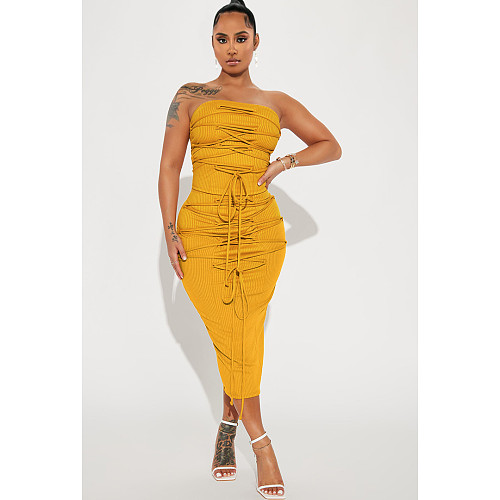 Sexy Solid Color Strapless Bandage Skinny Dresses ASL-6639