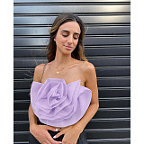 XS 3D Flower Strapless Club Party Crop Tops ASL-6638