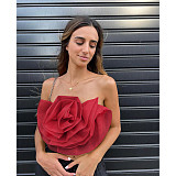 XS 3D Flower Strapless Club Party Crop Tops ASL-6638