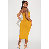 Sexy Solid Color Strapless Bandage Skinny Dresses ASL-6639