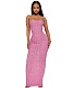 XS Solid Color High Stretch Pleated Slip Maxi Dresses ASL-6652
