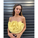 XS 3D Flower Strapless Club Party Crop Tops ASL-6638