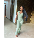 Solid Plush Sleeveless V Neck Stacked Jumpsuits DD-88195