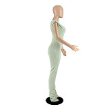 Solid Plush Sleeveless V Neck Stacked Jumpsuits DD-88195