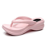2023 Summer Thick Platform Sole Wedges Flip Flops for Women Clip Toe Sandals Woman Non-slip Beach Slippers Outdoor Slides
