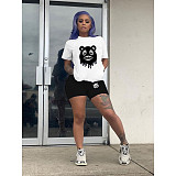 Cartoon Print T Shirt and Shorts Two Piece Set DN-8008B24