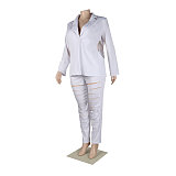 Chic Long Sleeve Cut Out Blazer Hollow Out Pants Set NY-2563