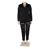 Chic Long Sleeve Cut Out Blazer Hollow Out Pants Set NY-2563