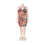 Sexy Floral Print Backless Bodycon Slip Dresses NY-2688
