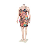 Sexy Floral Print Backless Bodycon Slip Dresses NY-2688