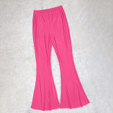 Solid Color Slim Fit High Waist Flare Pants SH-390324