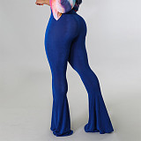 Solid Color Slim Fit High Waist Flare Pants SH-390324