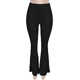 Solid Color Slim Fit High Waist Flare Pants SH-390324