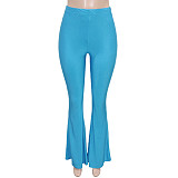 Solid Color Slim Fit High Waist Flare Pants SH-390324