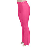 Solid Color Slim Fit High Waist Flare Pants SH-390324