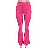 Solid Color Slim Fit High Waist Flare Pants SH-390324
