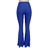 Solid Color Slim Fit High Waist Flare Pants SH-390324