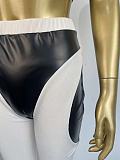 PU Leather Strapless Crop Tops Legging Pants Outfits WDS-230307