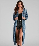 Full Sleeve Single Breasted Denim Trench Coat LX-5527