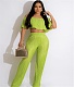 Chic Off Shoulder Pleated Crop Tops Wide Leg Pants Set WSM-5339