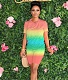 Gradient Tie-dye Printed T Shirts Biker Shorts Tracksuit WY-86674