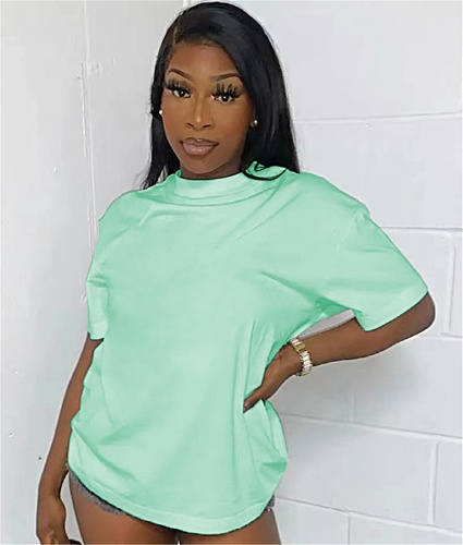 Cotton Solid Color Short Sleeve All Match Tee Shirts ML-7512