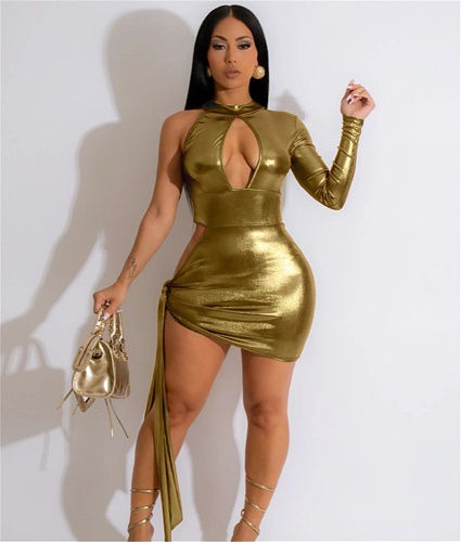 Single Shoulder Hollow Out Bodycon Sexy Party Dresses BS-1338