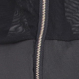 Sexy Sheer Mesh Patchwork Ruched Skinny Jumpsuits HANI-028