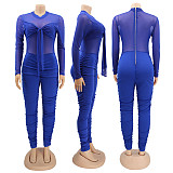 Sexy Sheer Mesh Patchwork Ruched Skinny Jumpsuits HANI-028