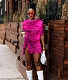 Zebra Stripes Short Sleeve T Shirt Slit Skirt 2 Piece Sets MAE-2164
