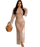 Sexy Knitted Crochet See Through Tassel Beach Dress NIYA-8139