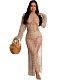 Sexy Knitted Crochet See Through Tassel Beach Dress NIYA-8139