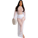 Sexy Knitted Crochet See Through Tassel Beach Dress NIYA-8139