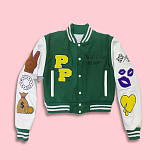 Patchwork Print Hip Hop Streetwear Baseball Jackets QY-5286