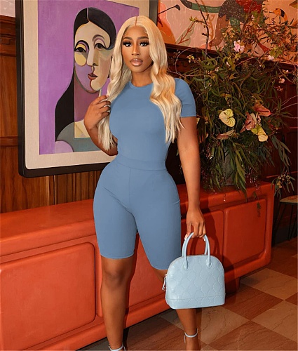 Workout Short Sleeve Bodysuits Jogger Shorts Tracksuit FNN-8706